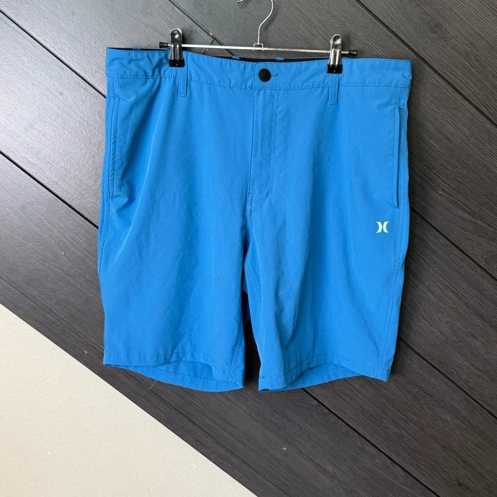 Hurley Men's Hybrid Board Shorts Blue Stretch Performance Size 36 Beach Casual